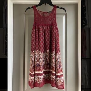 Boutique Shift Dress with Lace Neckline Detail